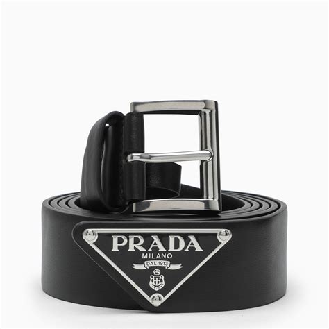 prada cintura donna|Cintura in pelle con logo in Nero .